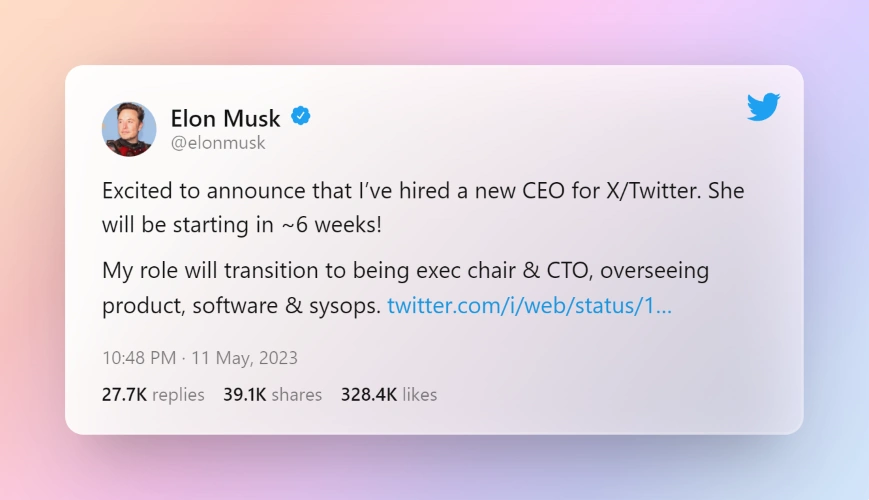 Илон Маск нашел нового CEO Twitter