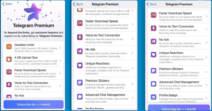 В Telegram появится Premium подписка